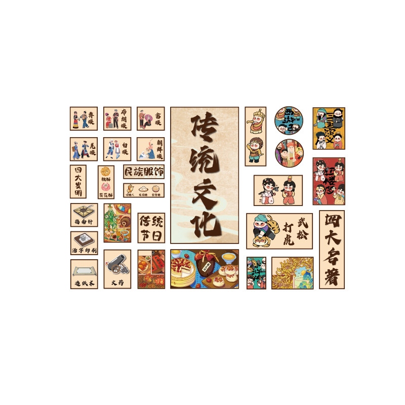 幼儿园环创中国非遗传统文化主题墙面材料成品场景教室布置四名著