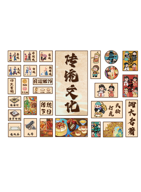 幼儿园环创中国非遗传统文化主题墙面材料成品场景教室布置四名著