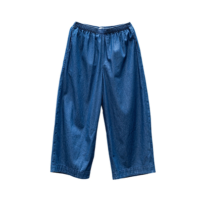 雨文她城原创棉质蓝色牛仔直筒裤轻薄舒适透气chao舒适百搭阔腿裤