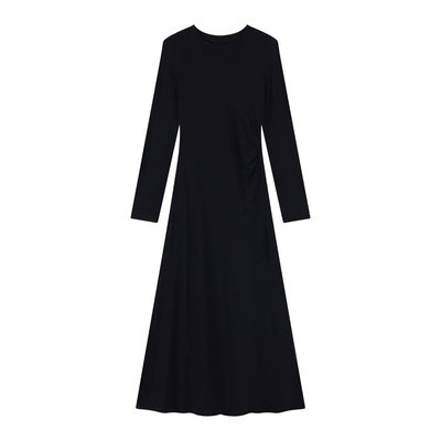 Maven Lin 长期衣橱|高级感黑色气质长袖连衣裙女优雅收腰打底裙