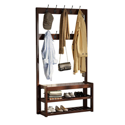 换鞋凳实木落地衣帽架