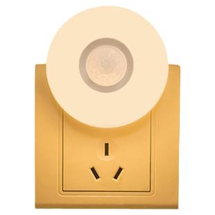 弱光人体感应灯插电式卧室自动无线智能微光led灯圆形暗光小夜灯