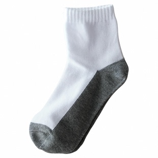 儿童白色袜子大童春秋男童女童小学生袜中筒袜防臭棉袜灰底白袜