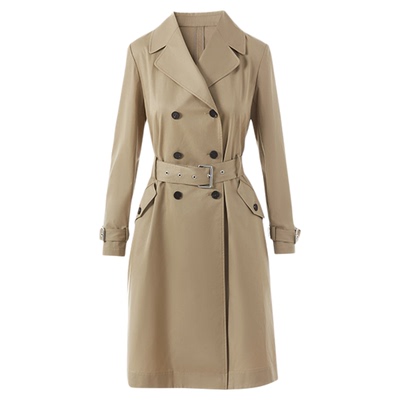 【高智衣橱】朗姿25纯棉双排扣束腰风衣高级气质外套春秋新款