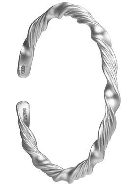 麻花银手镯女足银扭纹开口手镯