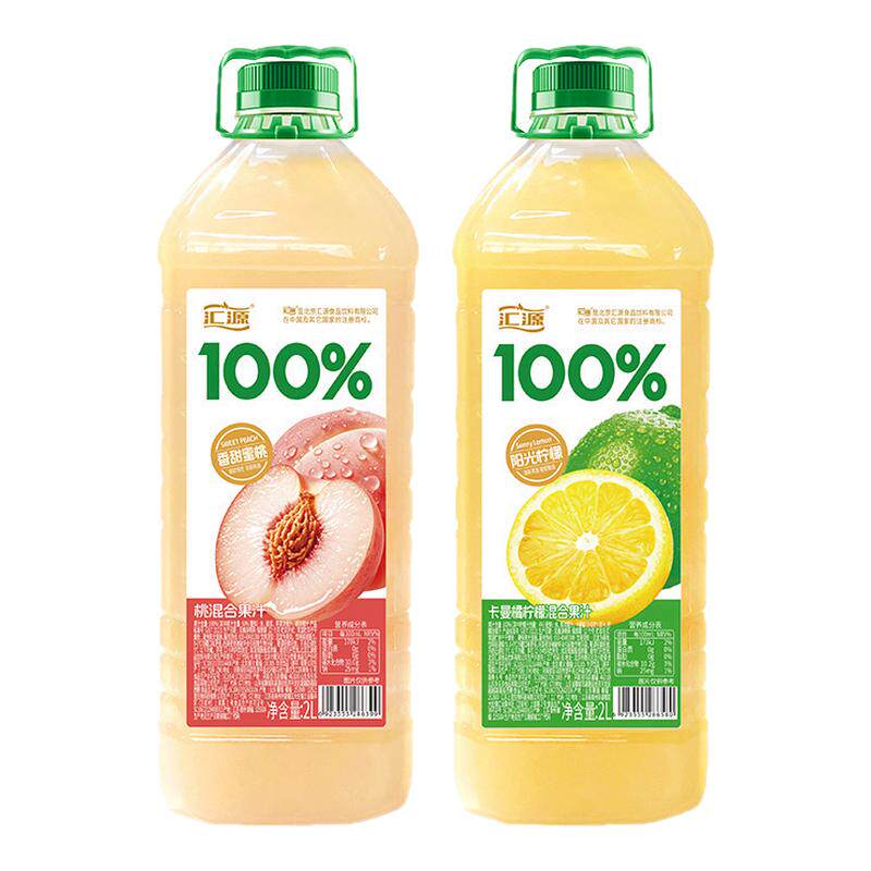 汇源100%果汁阳光柠檬橙汁2L*2瓶