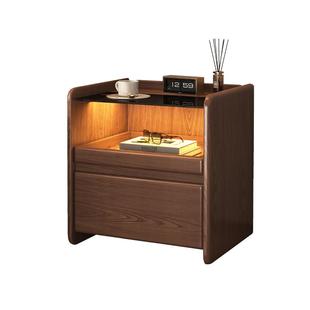 红林日记智能实木床头柜多功能无线充电现代简约置物柜床边收纳柜