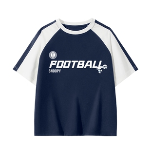 史努比男童短袖t恤2026新款男孩撞色插肩袖夏薄款儿童透气上衣潮