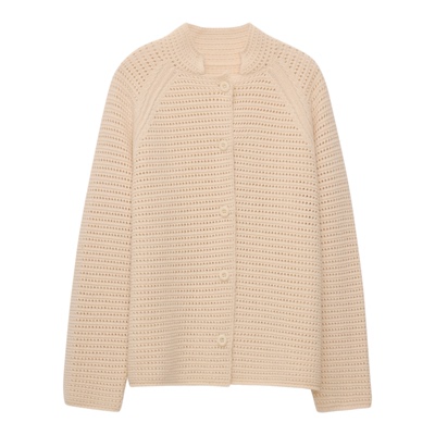 MOORING泊 法式复古镂空提花绵羊毛针织开衫温柔简约毛衣外套