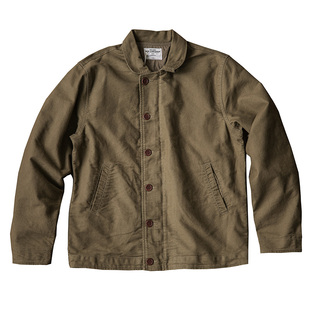 靛海阿美咔叽复古秋冬机车夹克鼹鼠皮质感英式苹果领重磅军绿外套