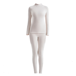半高领保暖内衣女款加绒加厚含羊绒腈纶发热0聚酯秋衣秋裤套装冬