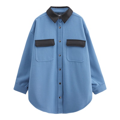 moussy学院风经典格纹拼色外套