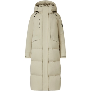 坦博尔中长款羽绒服女士过膝款防风保暖百搭简约连帽加厚冬季外套