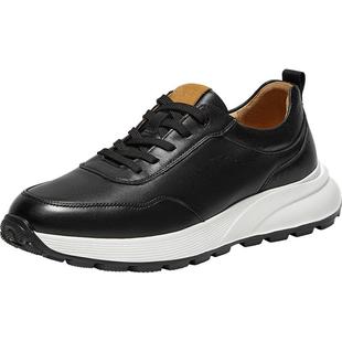 SKAP圣伽步男鞋2025秋季新款运动软皮系带厚底皮鞋男款休闲运动鞋