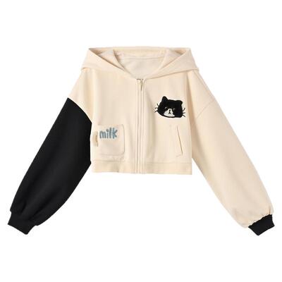 甜妹可爱猫咪短款卫衣开衫外套女