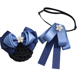 领花女职业配饰高档头花套装银行邮政领结建行农行空姐麦当劳领饰