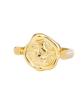 法式复古熔岩肌理人像欧美风戒指