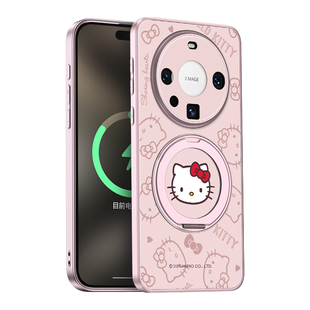 HelloKitty正版适用华为Mate60Pro手机壳新款旋转带支架磁吸mata全包镜头Por+可爱防摔高级粉凯蒂猫保护套女