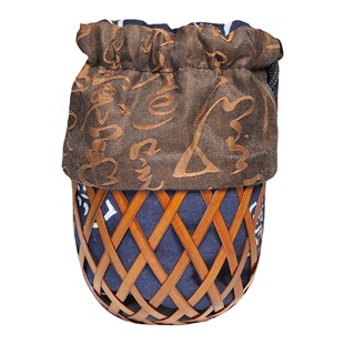 中国台湾省竹艺师廖壹男手工孟宗竹松果杯笼 竹编杯袋 随身携带款