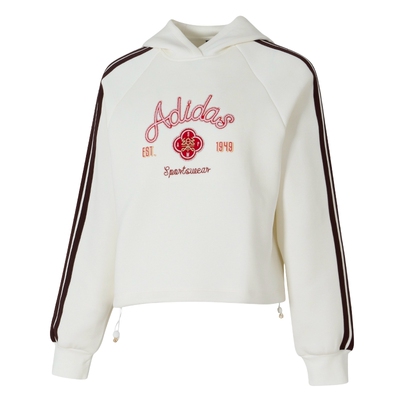 阿迪达斯短款连帽卫衣女装春季新款宽松运动服长袖套头衫KH2695