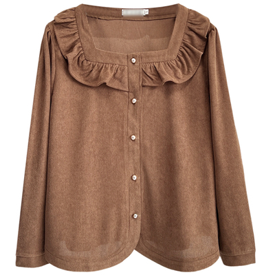 气质方领百搭显瘦减龄荷叶边衬衫