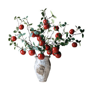 仿真苹果树枝圣诞果仿真花假花客厅摆设绿植造景花瓶插花装饰摆件