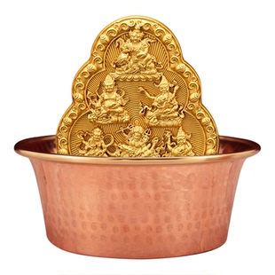 藏式供水杯红铜供奉杯八供杯水财神供水碗室内佛堂供奉平底摆件