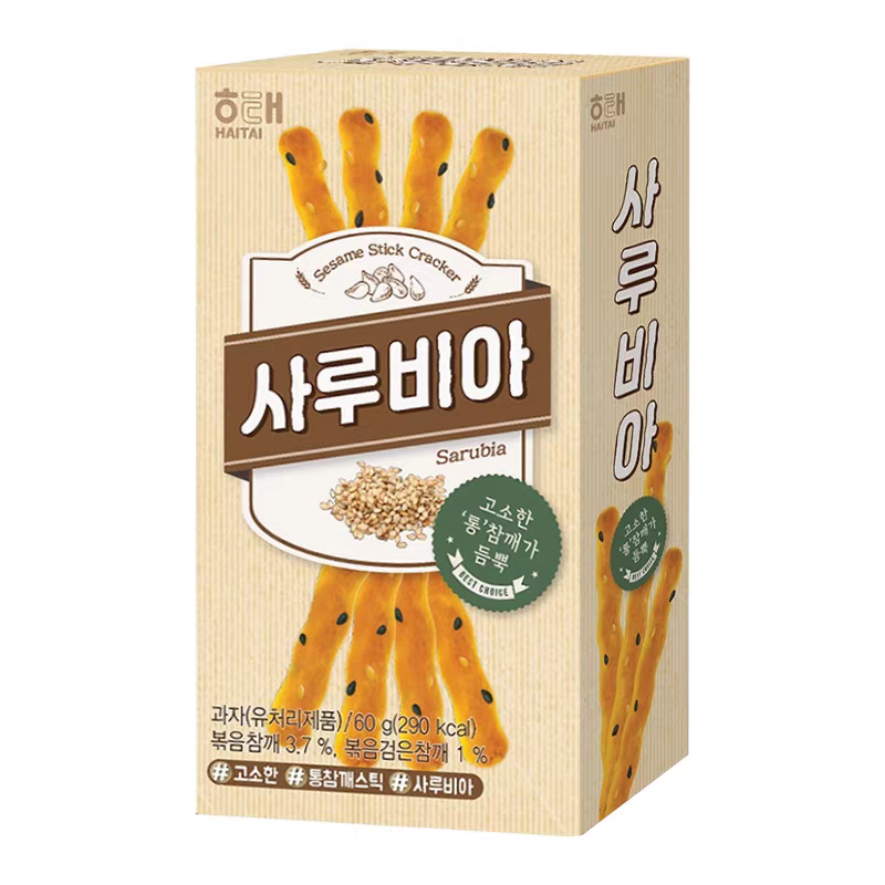 韩国进口食品 海太芝麻棒宝宝手指饼干儿童磨牙棒休闲小零食60g