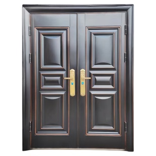 防晒门防盗门大门农村自建房带气窗双开门办公室铁门入户门子母门