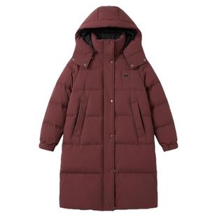 雪中飞羽绒服新款脱卸帽保暖缎面泡芙中长款高充绒200克+鸭绒外套