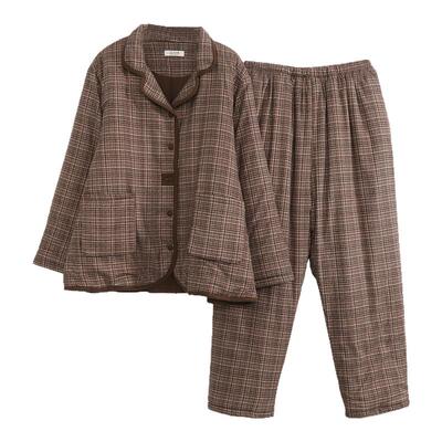 观昵三层夹棉睡衣大码女200斤冬