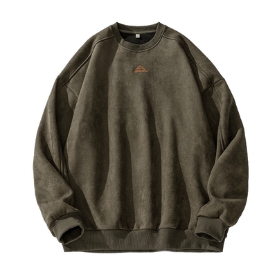 麂皮绒圆领加绒加厚打底衫卫衣