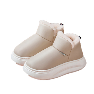 踩屎感高帮棉拖鞋全包跟厚底冬季保暖外穿女休闲带后跟棉鞋皮面