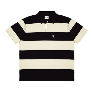 CENLES SS25 美式针织短袖POLO衫夏季复古翻领条纹T恤男户外休闲