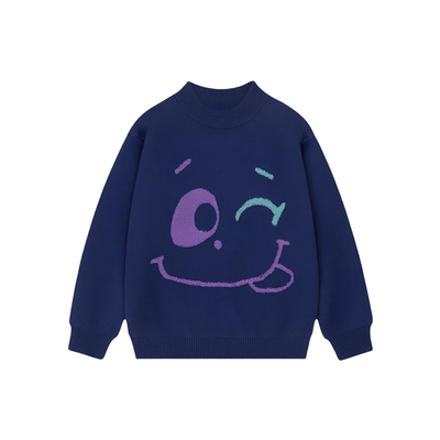 EBAER童装儿童毛衣2025冬季新款男童圆领内搭针织衫女童保暖上衣