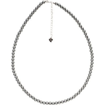 施家珍珠通体纯银鹿皮绒锁骨链