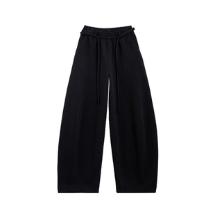 咖色弯刀运动裤女秋冬季2025新款宽松梨形报恩阔腿裤休闲加绒卫裤