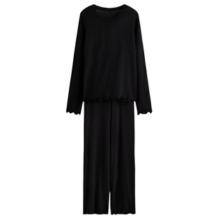 HM2026春季新款女装拉绒汗布睡衣套装1295408