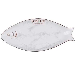 新款创意简约鱼盘子家用大号长方形餐盘蒸鱼盘子北欧烤鱼盘可微波