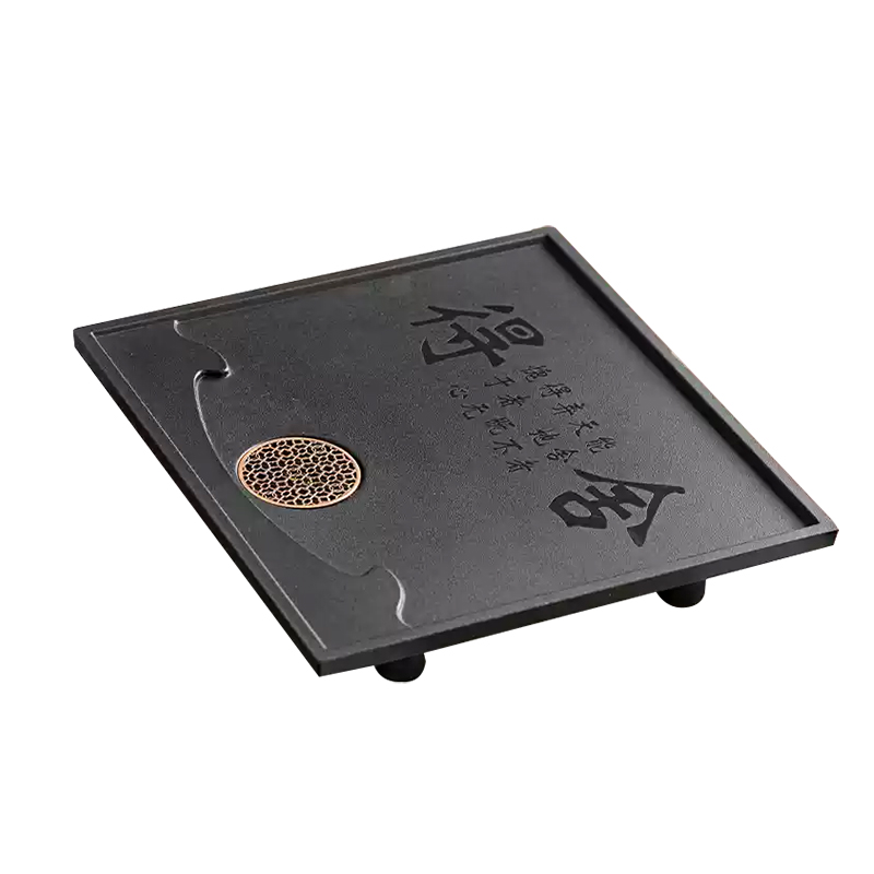 茶桌石板茶盘功夫茶具茶台茶海家用茶托盘排水式盖板小型内嵌茶车