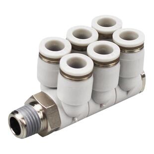 一托6接头PAT4/6-01六管口8-02 10-03螺纹七通12-04单头6组可旋转