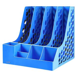 办公桌面文件架学生用桌上书架书立a4塑料pp多层文件框创意折叠办公用品四栏联置物架子文件筐资料收纳整理