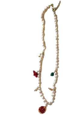 EPUU水果石榴天然淡水珍珠项链