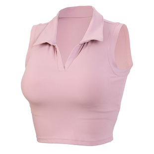 movingtime白色网球服上衣女polo领运动内衣健身文胸跑步瑜伽背心