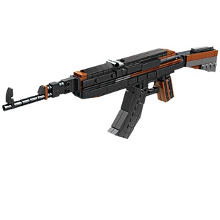 开智积木枪男孩益智拼装AK47自动步枪玩具小颗粒儿童拼插模型拼图
