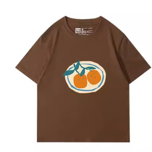 棉牵美式复古t恤正肩短袖女显瘦显白砖红色夏季圆领上衣纯棉半袖