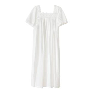 BIEN纯棉宫廷风睡裙女夏季甜美可爱公主仙女法式长裙带胸垫可外穿