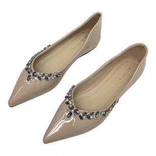 法式气质尖头漆皮水钻单鞋女2026内增高温柔浅口软底晚晚鞋大码41