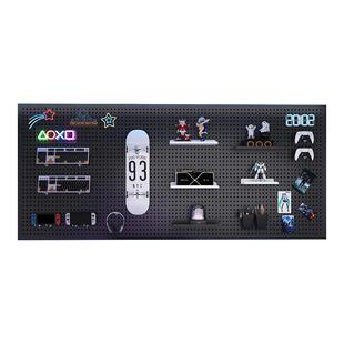 三梦电竞房洞洞板置物架墙上电脑桌收纳架铁艺不锈钢冲孔板挂墙架