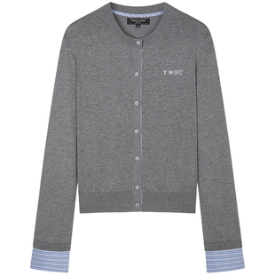 【云朵平织】TeenieWeenie小熊女26春层次感条纹衬衫拼接针织开衫